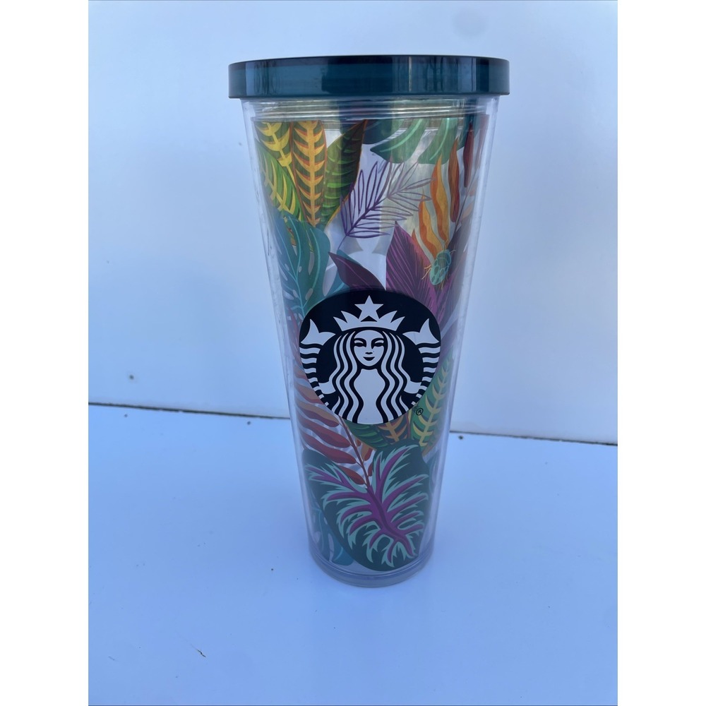 Starbucks 2017 Metallic Tropical Leaves Aloha Jungle Tumbler Venti 24oz-No Straw